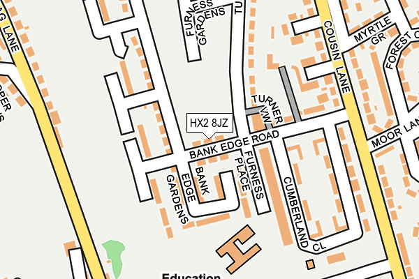 HX2 8JZ map - OS OpenMap – Local (Ordnance Survey)