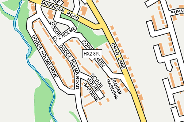 HX2 8PJ map - OS OpenMap – Local (Ordnance Survey)