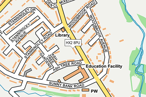 HX2 8PU map - OS OpenMap – Local (Ordnance Survey)