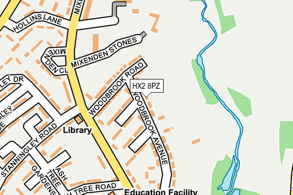 HX2 8PZ map - OS OpenMap – Local (Ordnance Survey)