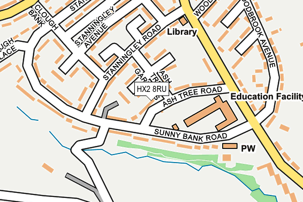 HX2 8RU map - OS OpenMap – Local (Ordnance Survey)