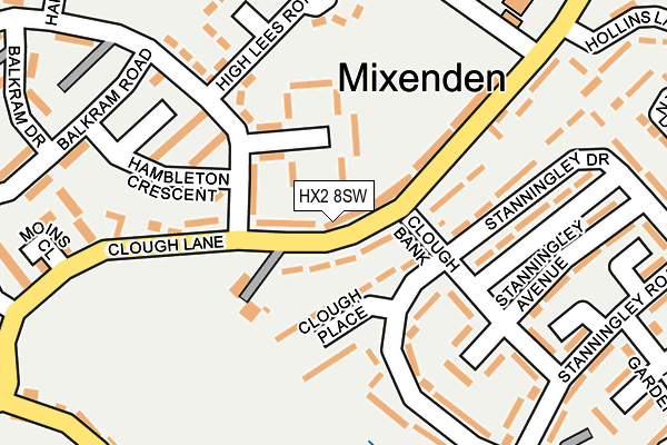 HX2 8SW map - OS OpenMap – Local (Ordnance Survey)