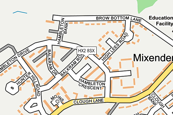 HX2 8SX map - OS OpenMap – Local (Ordnance Survey)