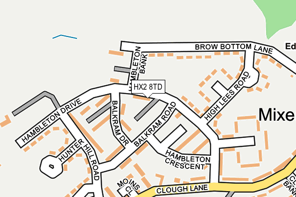HX2 8TD map - OS OpenMap – Local (Ordnance Survey)