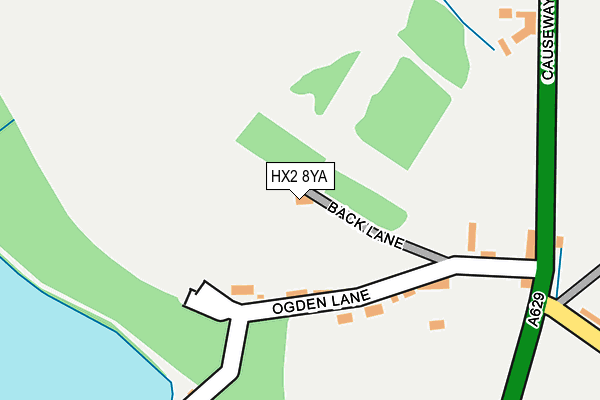 HX2 8YA map - OS OpenMap – Local (Ordnance Survey)