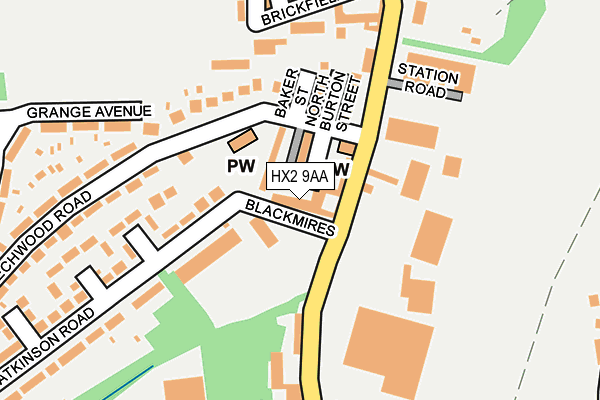 HX2 9AA map - OS OpenMap – Local (Ordnance Survey)