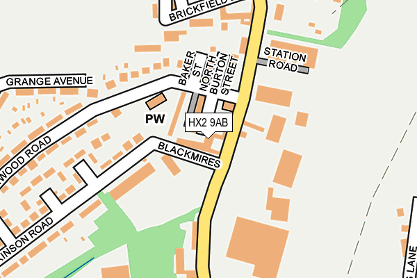 HX2 9AB map - OS OpenMap – Local (Ordnance Survey)
