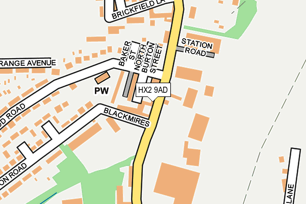 HX2 9AD map - OS OpenMap – Local (Ordnance Survey)