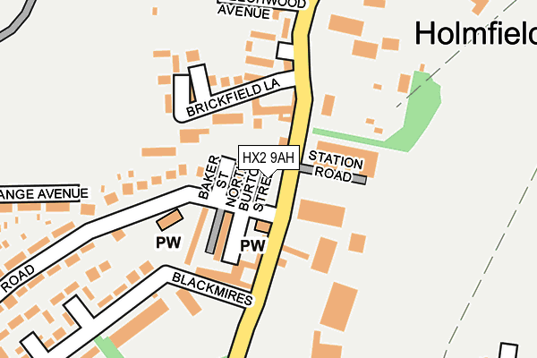 HX2 9AH map - OS OpenMap – Local (Ordnance Survey)