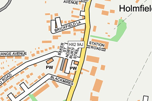HX2 9AJ map - OS OpenMap – Local (Ordnance Survey)