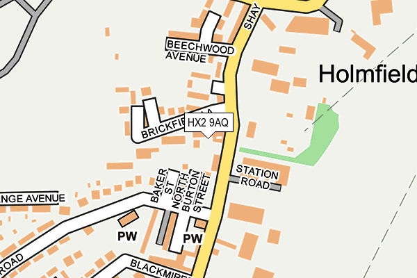 HX2 9AQ map - OS OpenMap – Local (Ordnance Survey)