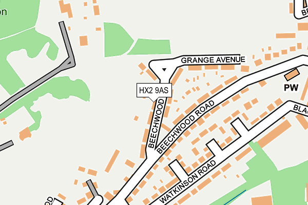 HX2 9AS map - OS OpenMap – Local (Ordnance Survey)