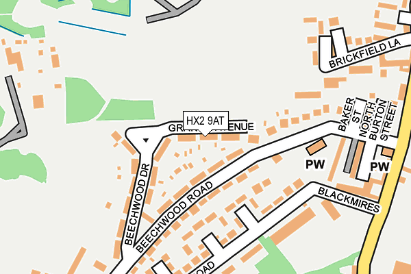 HX2 9AT map - OS OpenMap – Local (Ordnance Survey)