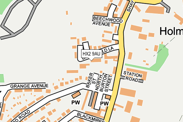 HX2 9AU map - OS OpenMap – Local (Ordnance Survey)
