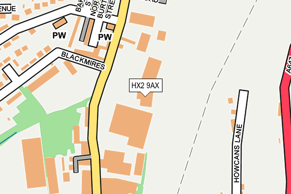 HX2 9AX map - OS OpenMap – Local (Ordnance Survey)