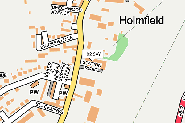 HX2 9AY map - OS OpenMap – Local (Ordnance Survey)