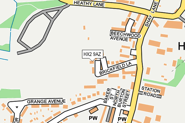 HX2 9AZ map - OS OpenMap – Local (Ordnance Survey)