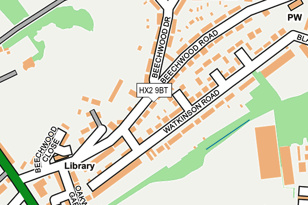 HX2 9BT map - OS OpenMap – Local (Ordnance Survey)