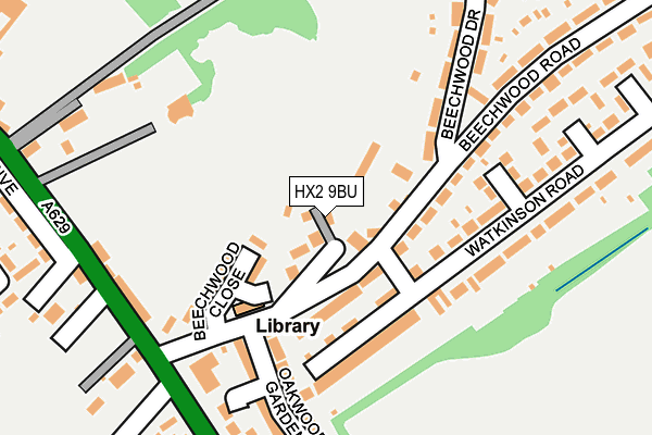 HX2 9BU map - OS OpenMap – Local (Ordnance Survey)