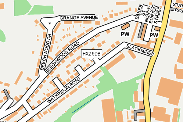 HX2 9DB map - OS OpenMap – Local (Ordnance Survey)