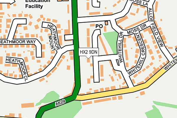 HX2 9DN map - OS OpenMap – Local (Ordnance Survey)