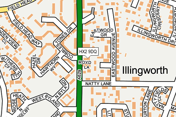 HX2 9DQ map - OS OpenMap – Local (Ordnance Survey)