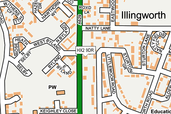 HX2 9DR map - OS OpenMap – Local (Ordnance Survey)