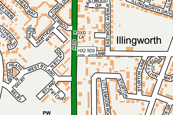 HX2 9DS map - OS OpenMap – Local (Ordnance Survey)