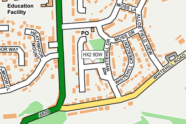 HX2 9DW map - OS OpenMap – Local (Ordnance Survey)