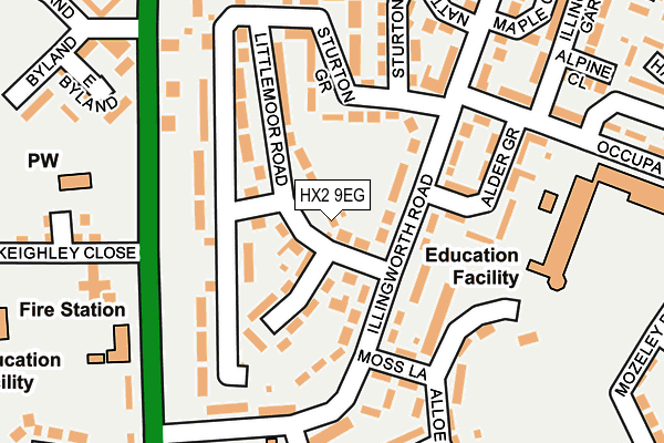HX2 9EG map - OS OpenMap – Local (Ordnance Survey)