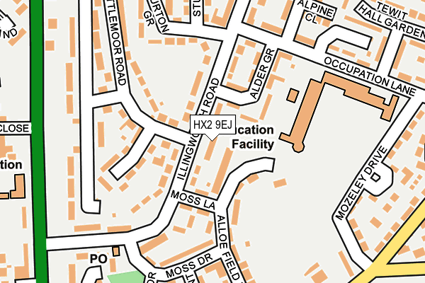 HX2 9EJ map - OS OpenMap – Local (Ordnance Survey)