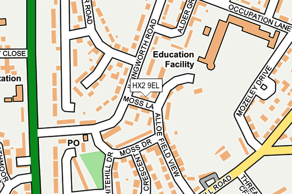 HX2 9EL map - OS OpenMap – Local (Ordnance Survey)