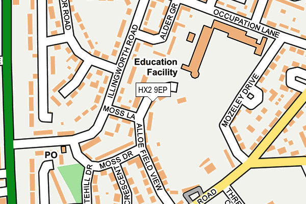HX2 9EP map - OS OpenMap – Local (Ordnance Survey)