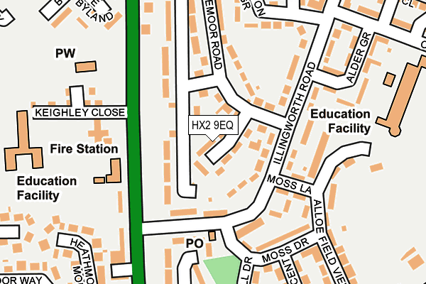 HX2 9EQ map - OS OpenMap – Local (Ordnance Survey)