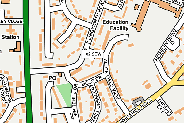 HX2 9EW map - OS OpenMap – Local (Ordnance Survey)