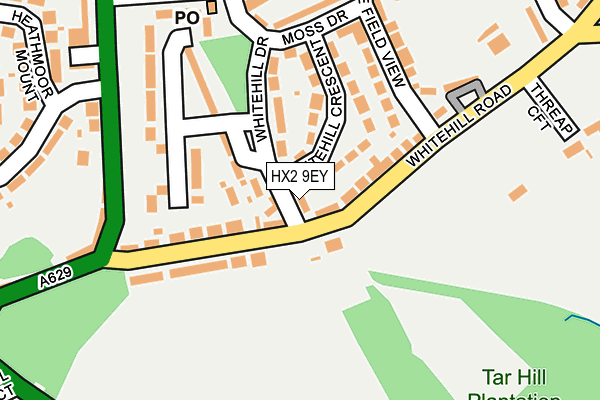 HX2 9EY map - OS OpenMap – Local (Ordnance Survey)