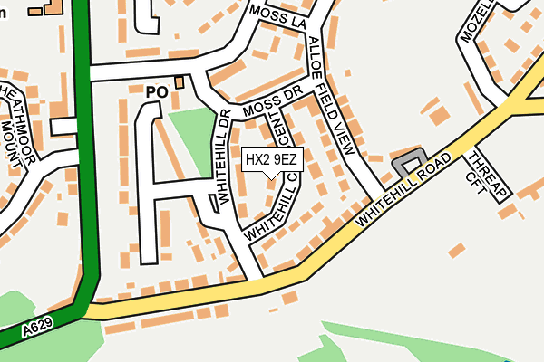 HX2 9EZ map - OS OpenMap – Local (Ordnance Survey)