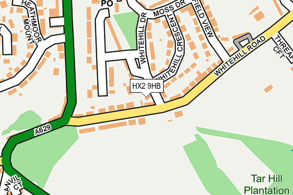 HX2 9HB map - OS OpenMap – Local (Ordnance Survey)