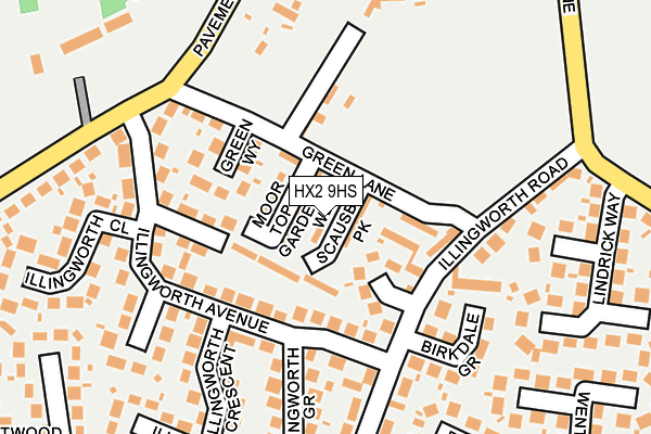 HX2 9HS map - OS OpenMap – Local (Ordnance Survey)