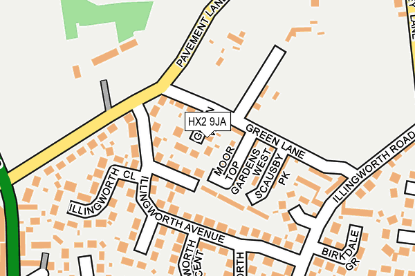 HX2 9JA map - OS OpenMap – Local (Ordnance Survey)