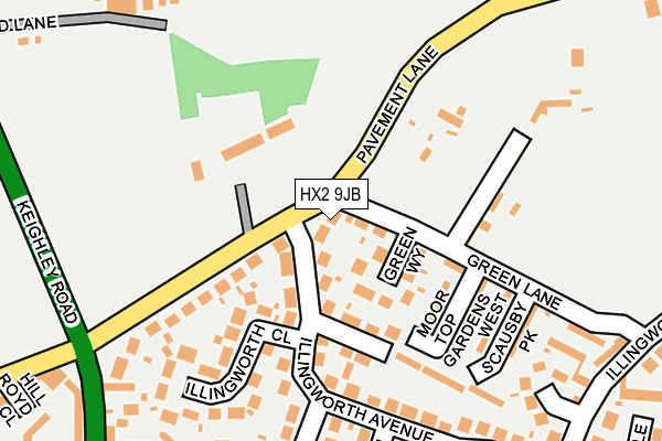 HX2 9JB map - OS OpenMap – Local (Ordnance Survey)