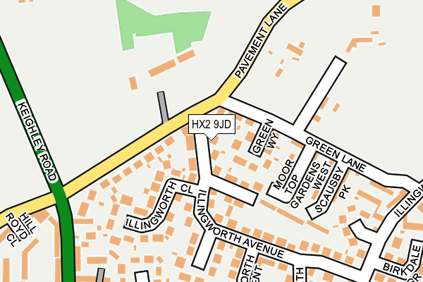 HX2 9JD map - OS OpenMap – Local (Ordnance Survey)