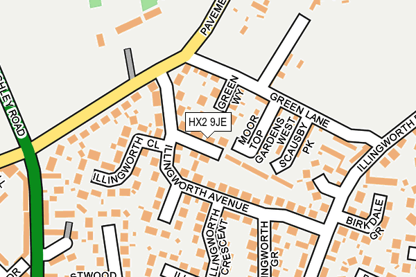 HX2 9JE map - OS OpenMap – Local (Ordnance Survey)