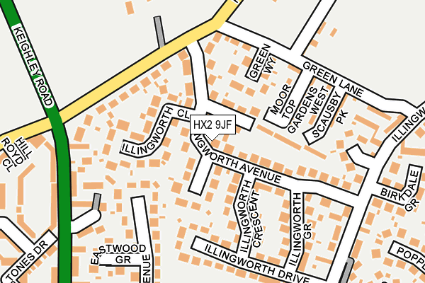 HX2 9JF map - OS OpenMap – Local (Ordnance Survey)