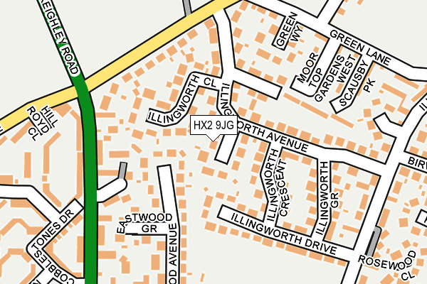 HX2 9JG map - OS OpenMap – Local (Ordnance Survey)