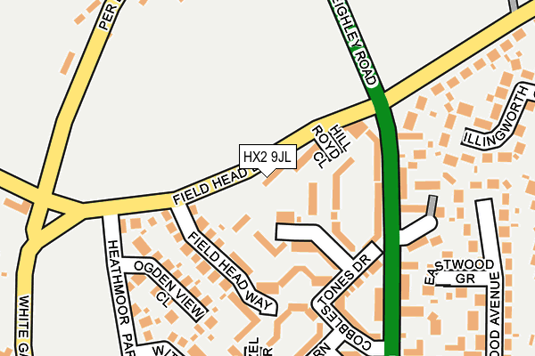 HX2 9JL map - OS OpenMap – Local (Ordnance Survey)