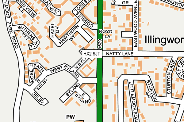 HX2 9JT map - OS OpenMap – Local (Ordnance Survey)