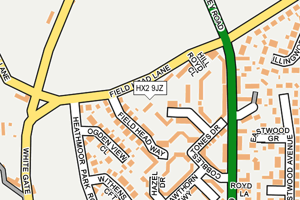 HX2 9JZ map - OS OpenMap – Local (Ordnance Survey)