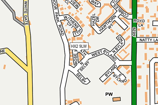 HX2 9LW map - OS OpenMap – Local (Ordnance Survey)