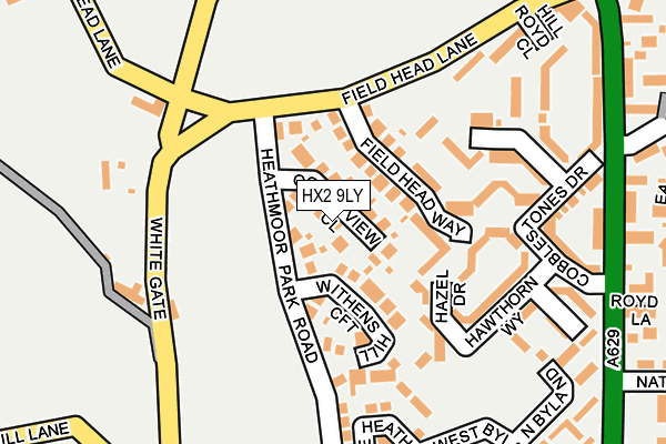 HX2 9LY map - OS OpenMap – Local (Ordnance Survey)